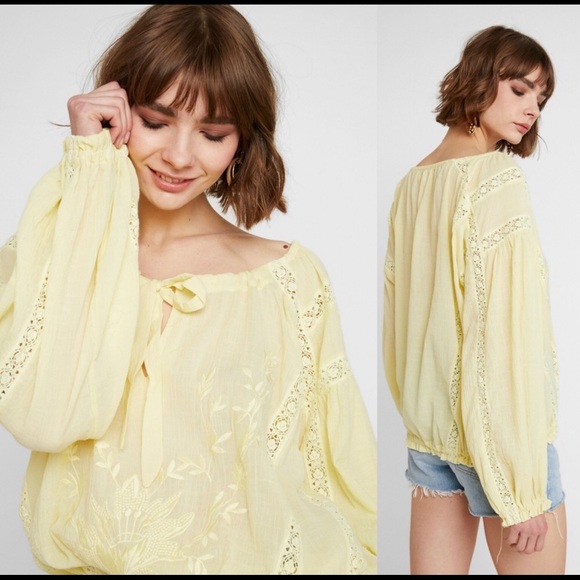 Free People Tops - 🔴 SOLD  🌼 New Lemon Gala Cotton Top Size M